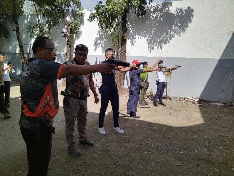 Officers training at a firing range